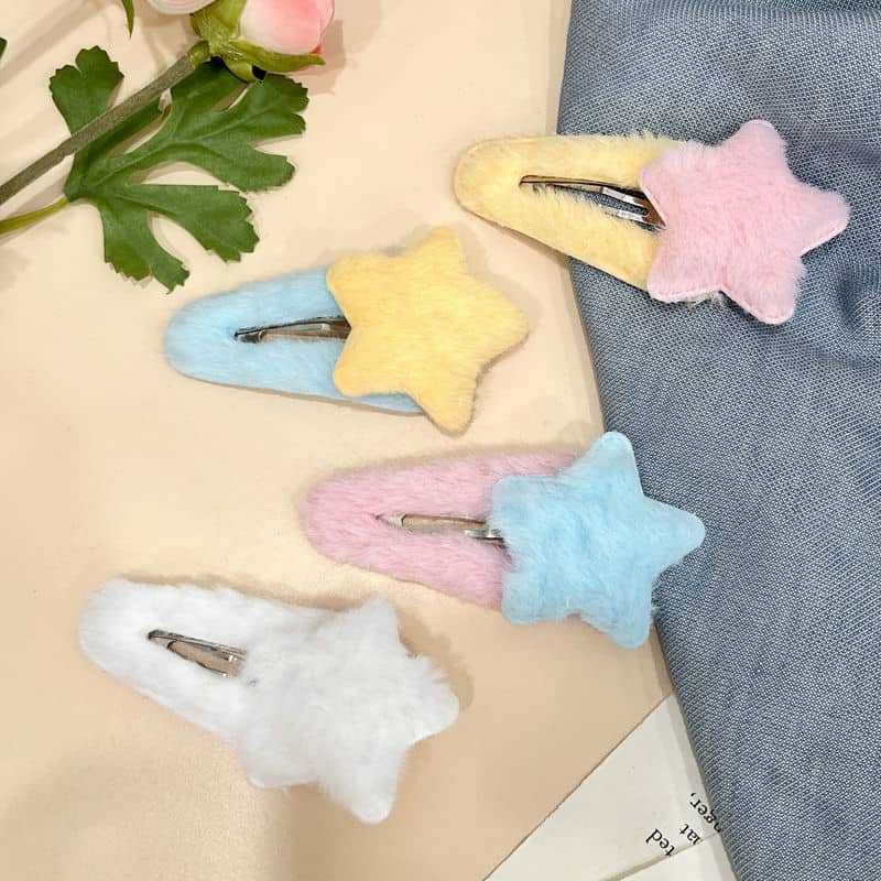 Japanese Cute Plush Star Hairpin Student Dopamine Bangs Hairpin Side Broken Hair Bb Chuck - Image 5
